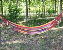 Hamac Pentru O Persoana, Din Bumbac Rezistent, Cu Bara De Lemn, 200x80 cm, Sac De Depozitare Inclus