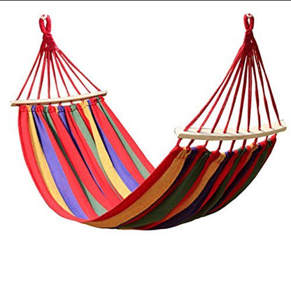 Hamac Pentru O Persoana, Din Bumbac Rezistent, Cu Bara De Lemn, 200x80 cm, Sac De Depozitare Inclus