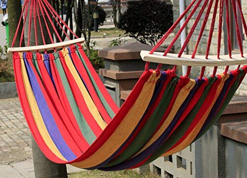 Hamac Pentru O Persoana, Din Bumbac Rezistent, Cu Bara De Lemn, 200x80 cm, Sac De Depozitare Inclus