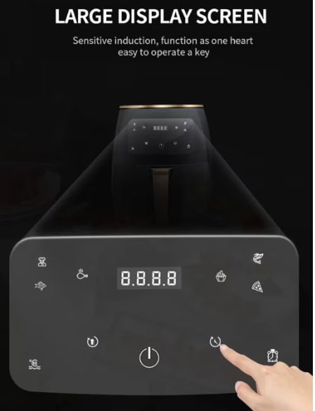 Friteuza Fara Ulei, Cu Aer Cald, Functie de Coacere, Putere 2400 W, Capacitate 6 litri, Afisaj LCD