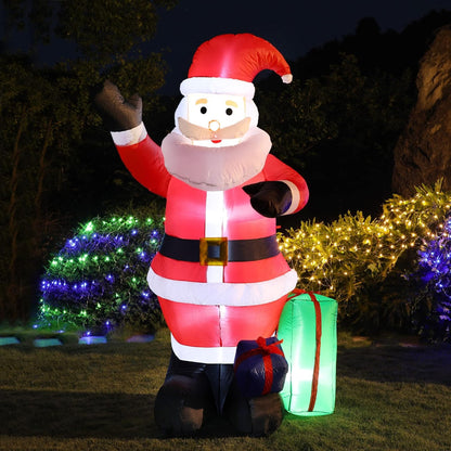 Figurina Gonflabila, Mos Craciun cu Iluminare LED, Umflare Automata Cu Pompa Incorporata, Rezistent La Intemperii, 2.4 m Inaltime