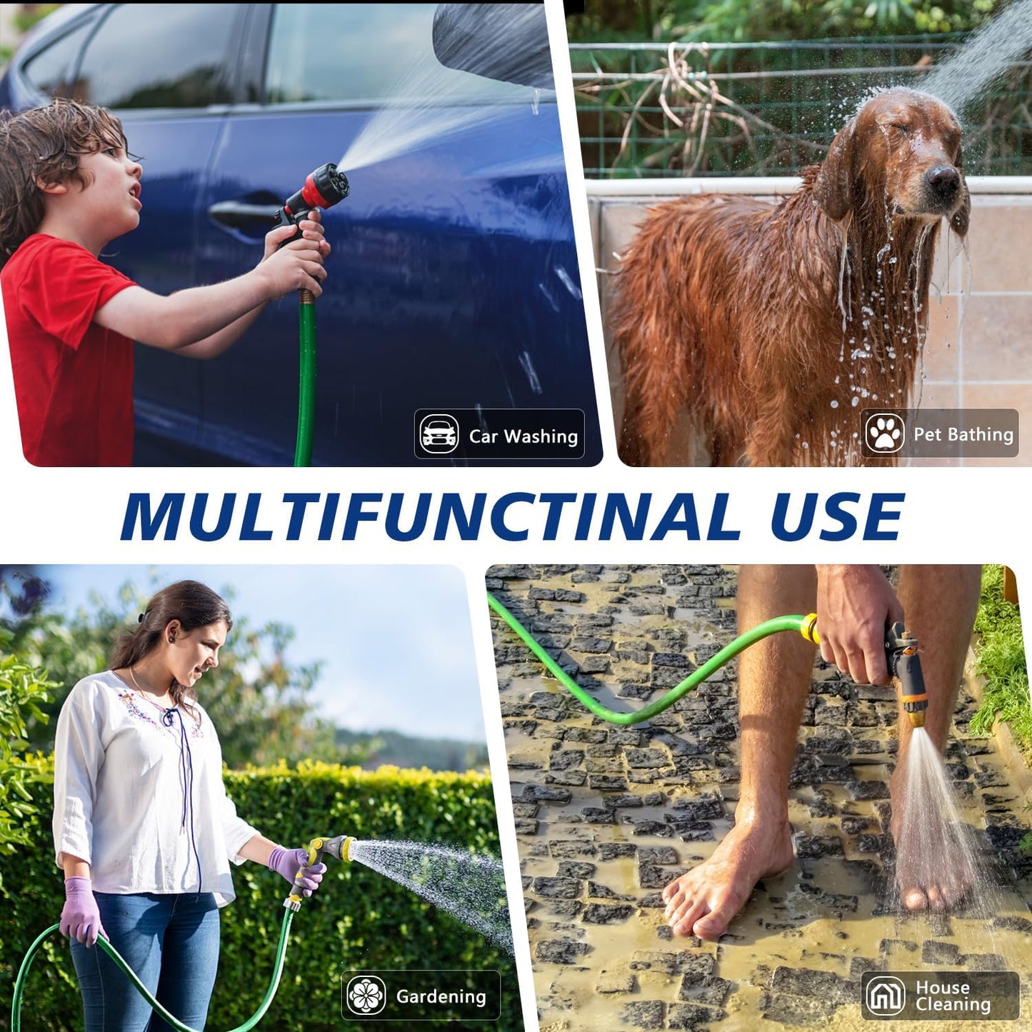 Furtun Profesional De Gradina, 15 m Lungime, Cu Pistol De Stropit, Rezistent La Intemperii si Raze UV, Flexibil