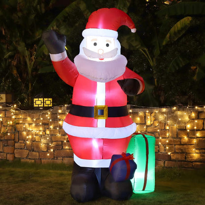 Figurina Gonflabila, Mos Craciun cu Iluminare LED, Umflare Automata Cu Pompa Incorporata, Rezistent La Intemperii, 2.4 m Inaltime