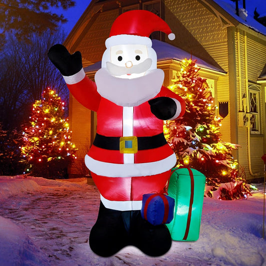 Figurina Gonflabila, Mos Craciun cu Iluminare LED, Umflare Automata Cu Pompa Incorporata, Rezistent La Intemperii, 2.4 m Inaltime