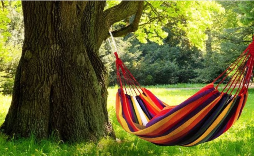 Hamac Pentru O Persoana, Din Bumbac Rezistent, Cu Bara De Lemn, 200x80 cm, Sac De Depozitare Inclus