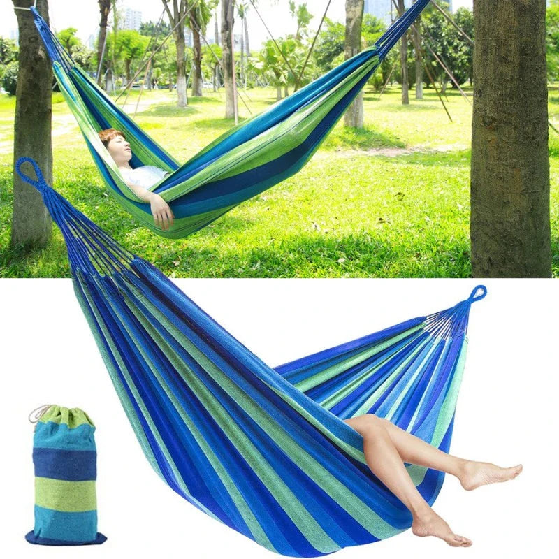Hamac Pentru O Persoana, Din Bumbac Rezistent, Cu Bara De Lemn, 200x80 cm, Sac De Depozitare Inclus