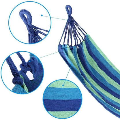 Hamac Pentru O Persoana, Din Bumbac Rezistent, Cu Bara De Lemn, 200x80 cm, Sac De Depozitare Inclus